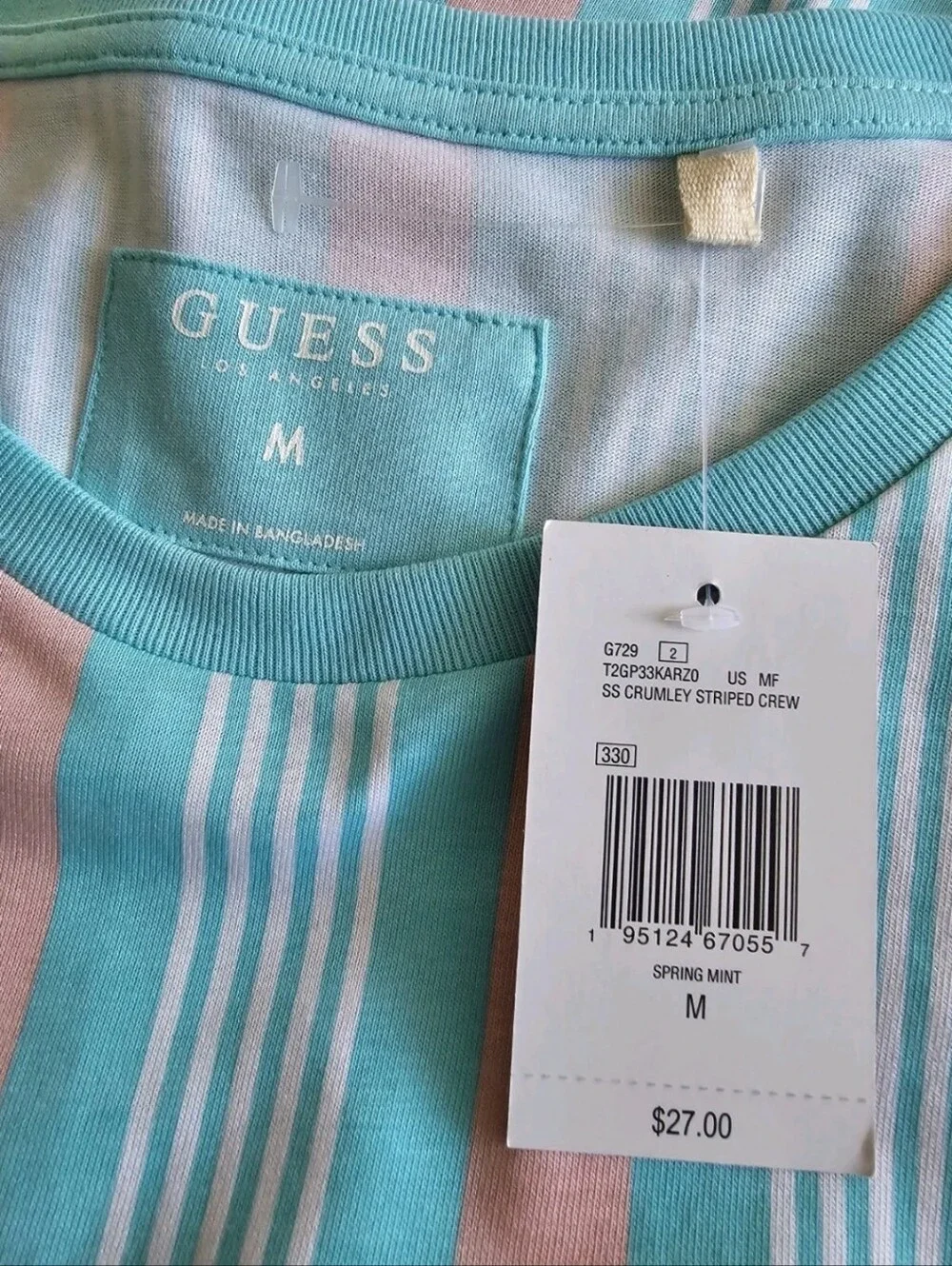 Guess Los Angeles Men's Crumley Striped Crew T-Shirt Size Medium - Picture 3 of 3